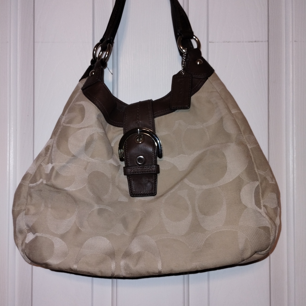 Coach Tan and Brown Shoulder Bag